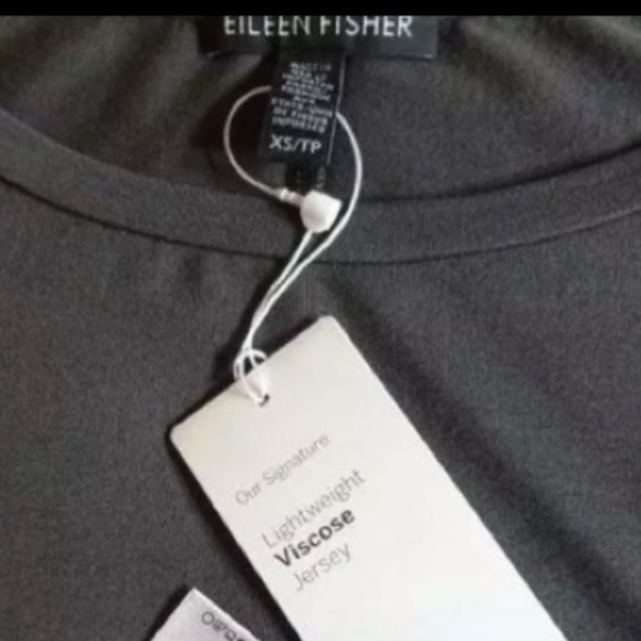 Eileen Fisher VINTAGE Top Jersey Ballet Neck XSmall 2 4 Bark Notched Hem NWT - Picture 7 of 13
